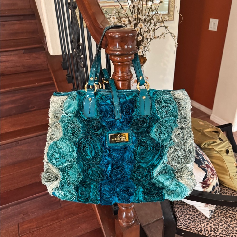Valentino Teal Floral Women Bag